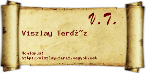 Viszlay Teréz névjegykártya